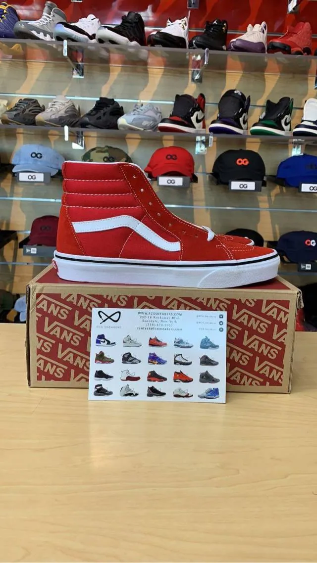 Mens Vans Sk8 Hi "Red White"