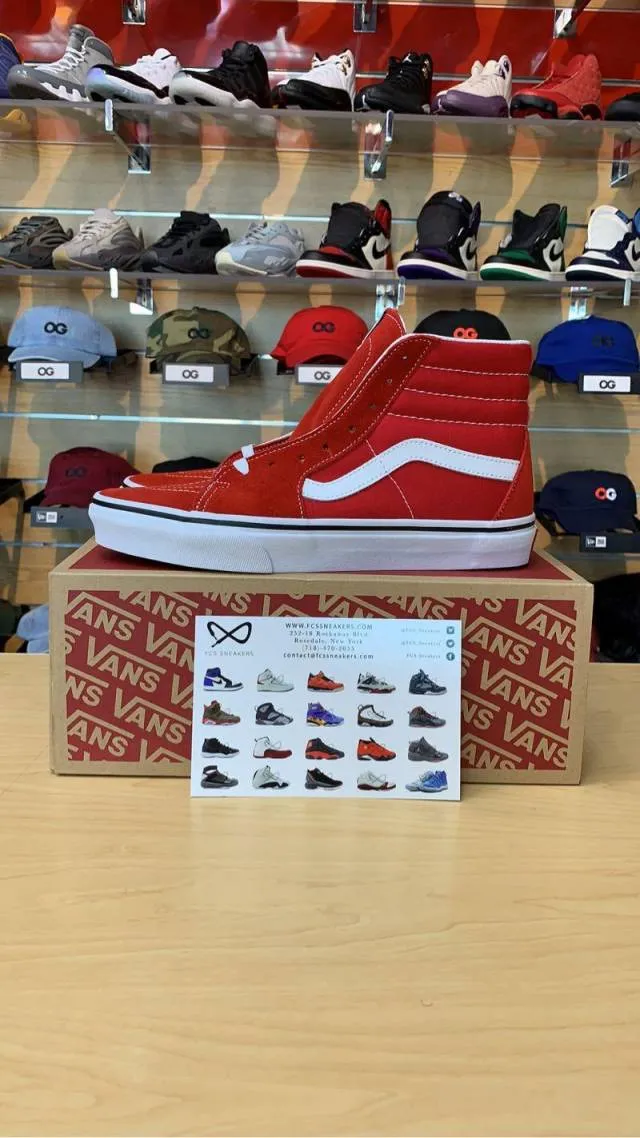 Mens Vans Sk8 Hi "Red White"