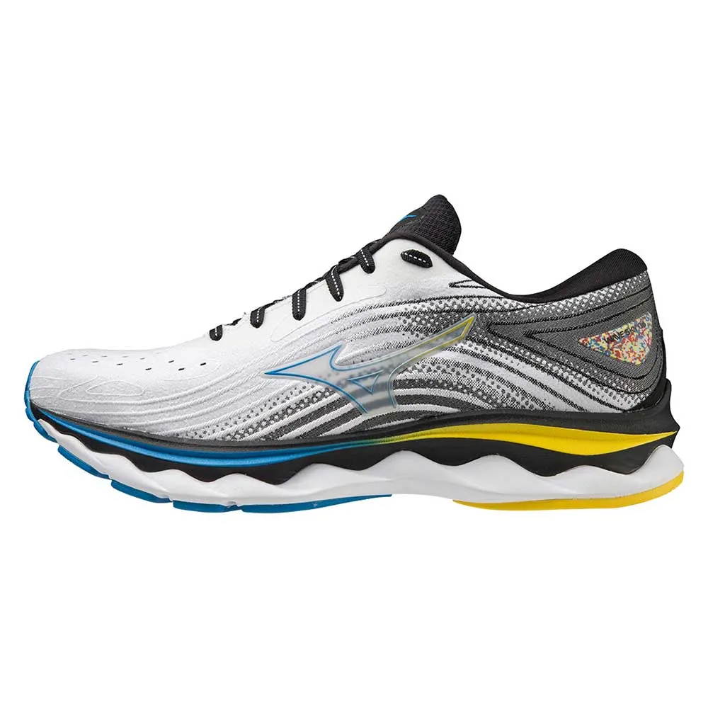 Men's Wave Sky 6 Running Shoe - White/Cyber Yellow - Regular (D)