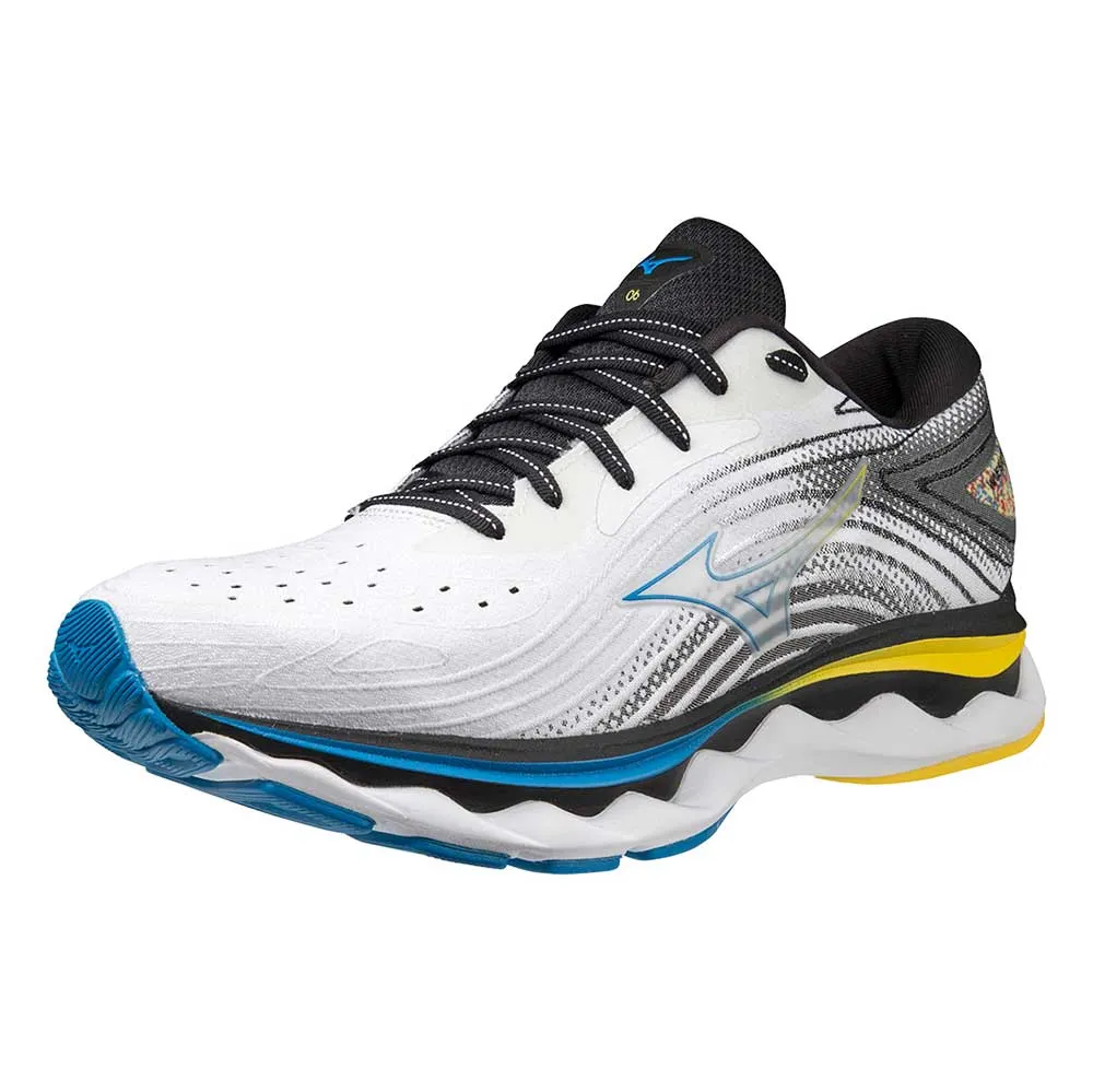 Men's Wave Sky 6 Running Shoe - White/Cyber Yellow - Regular (D)