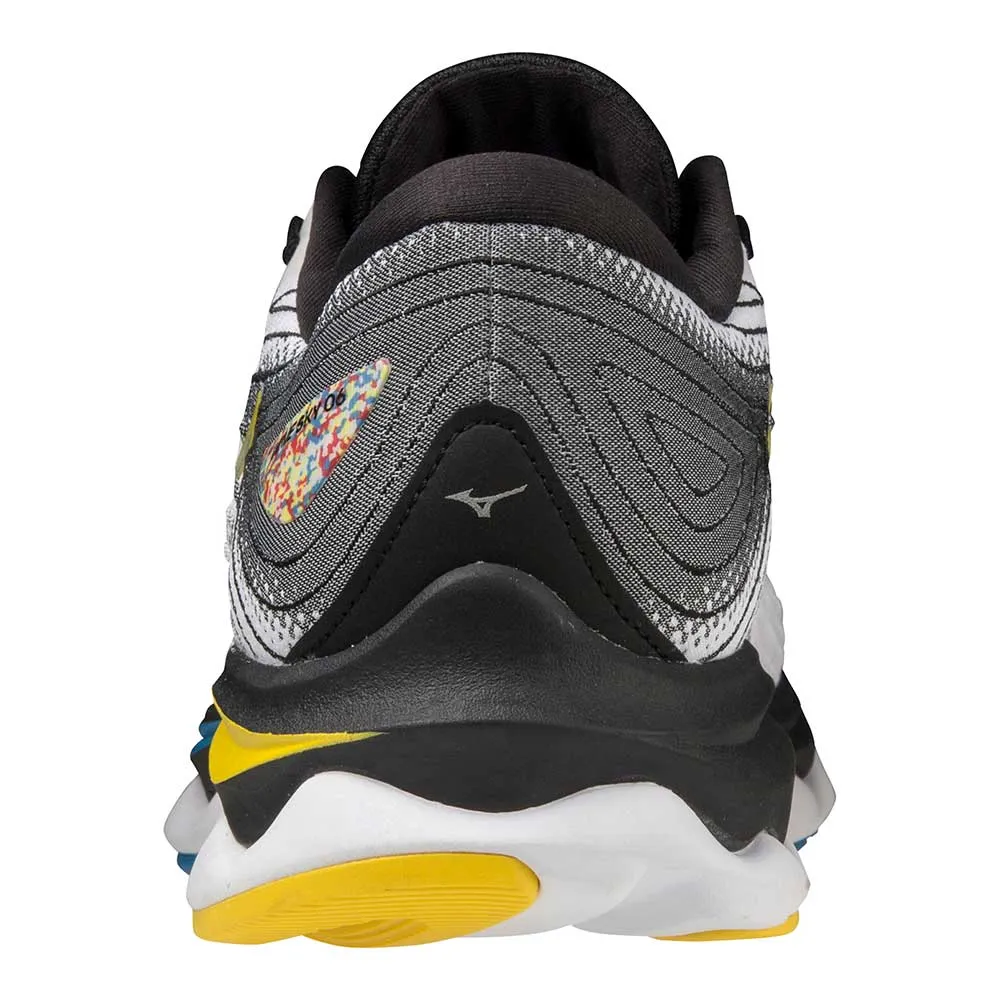 Men's Wave Sky 6 Running Shoe - White/Cyber Yellow - Regular (D)