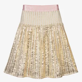 Metallic Gold Pleated Skirt