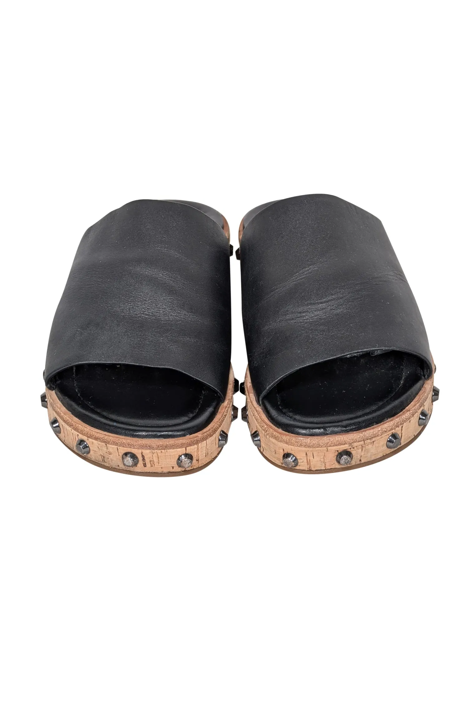 Michael Kors - Black Leather & Cork Slide Sandals Sz 5.5