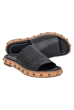 Michael Kors - Black Leather & Cork Slide Sandals Sz 5.5