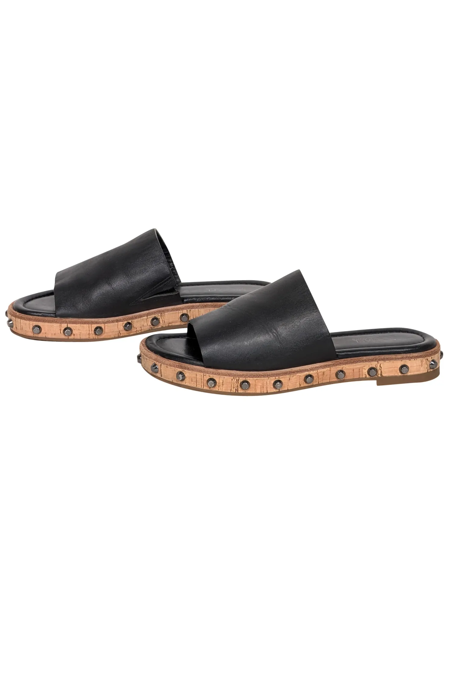 Michael Kors - Black Leather & Cork Slide Sandals Sz 5.5