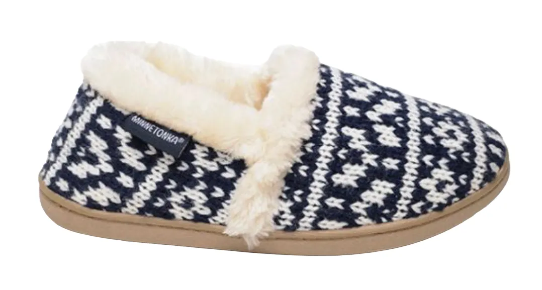 MINNETONKA DINA SLIPPER IN NAVY MULTI