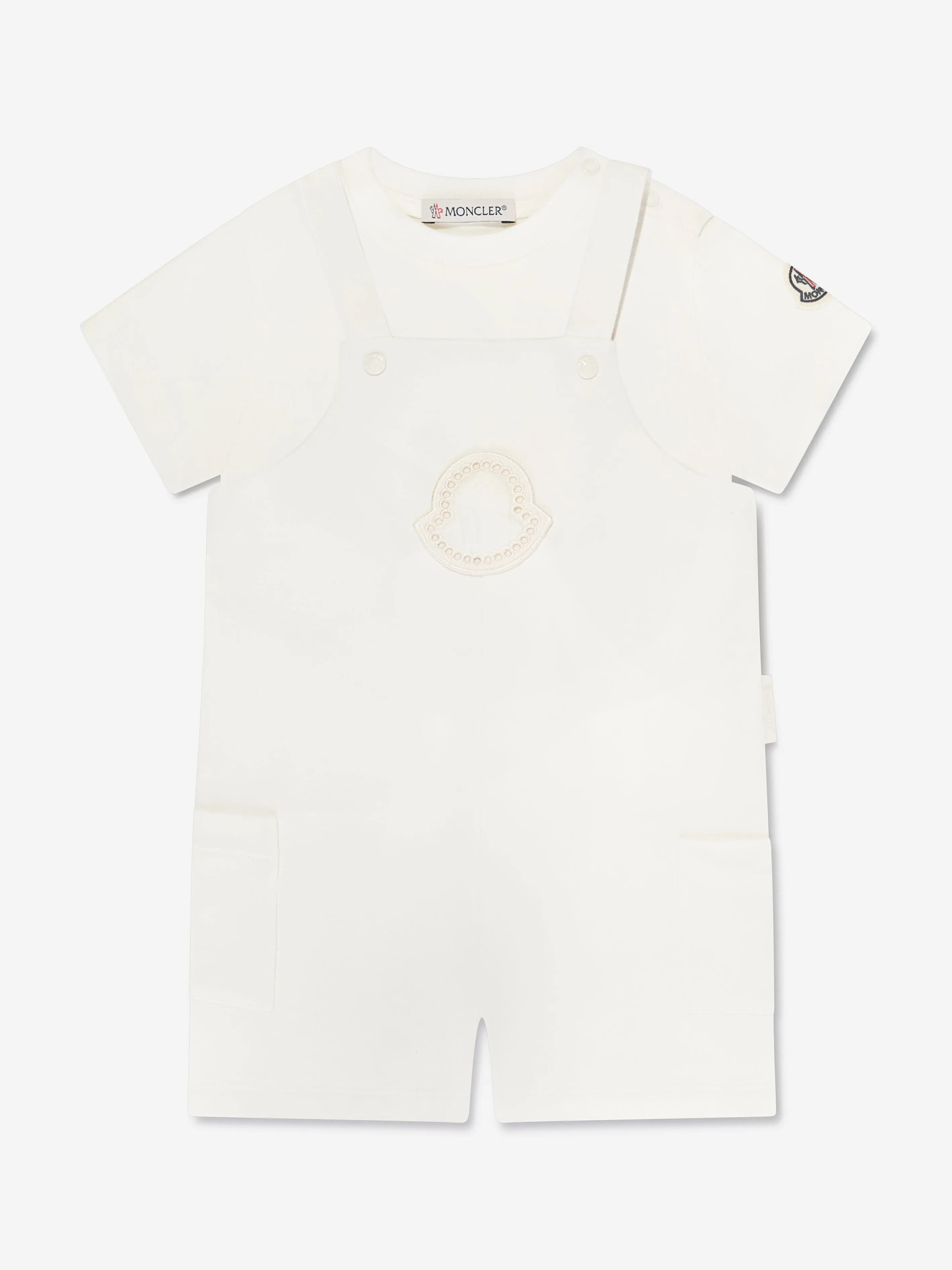 Moncler Enfant Baby Girls Logo Romper in Ivory