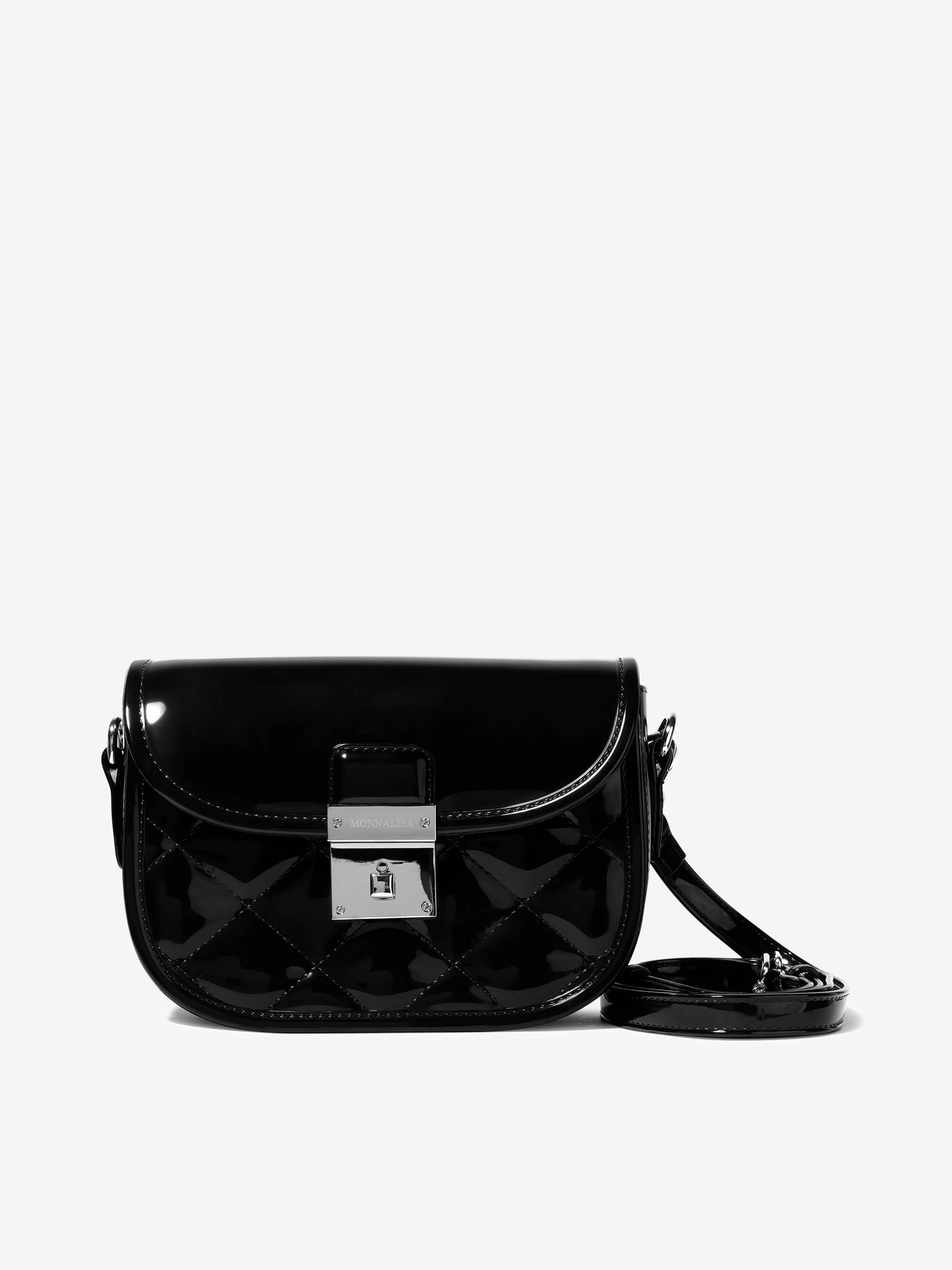 Monnalisa - Girls PVC Shoulder Bag In Black | Childsplay Clothing