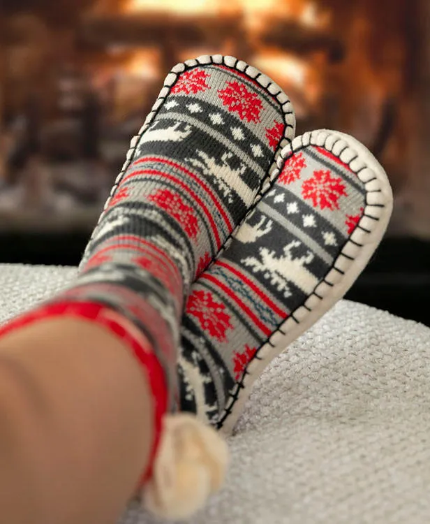 Moose Fair Isle Adult Mukluk Slipper