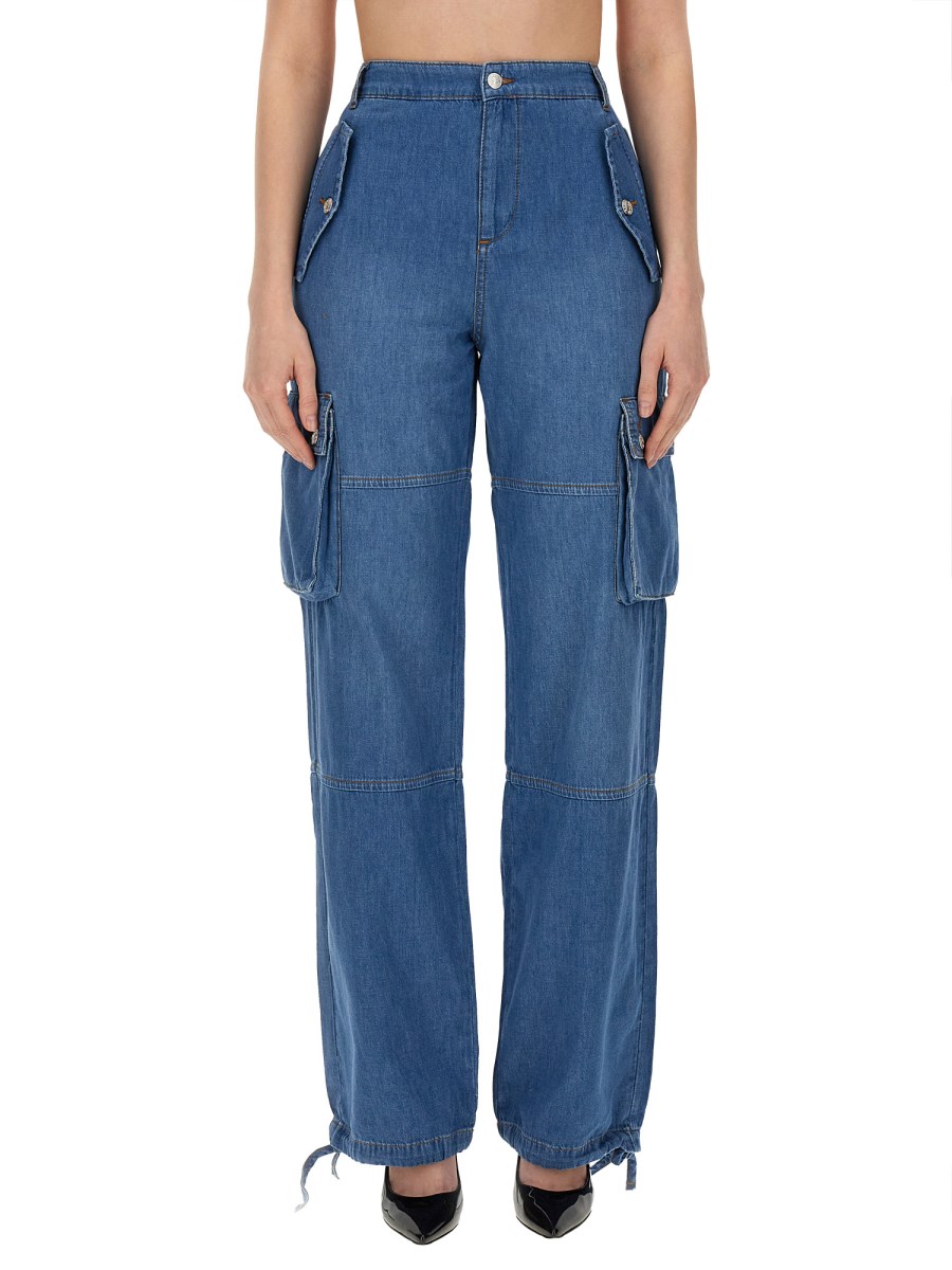 MOSCHINO JEANS      PANTALONE CARGO IN DENIM DI COTONE 