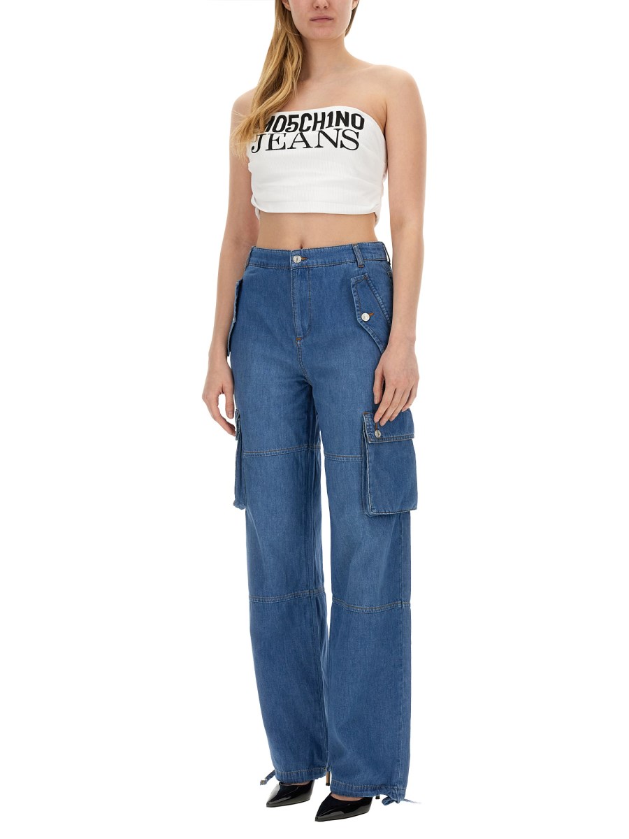 MOSCHINO JEANS      PANTALONE CARGO IN DENIM DI COTONE 