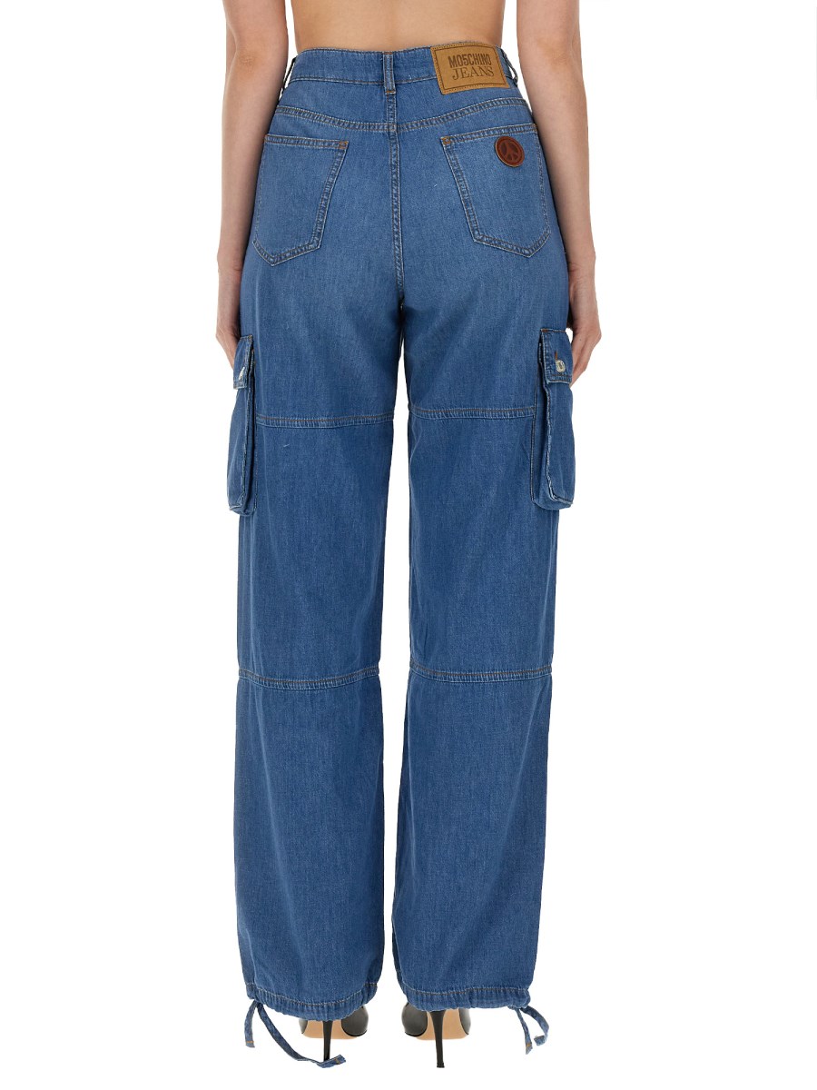 MOSCHINO JEANS      PANTALONE CARGO IN DENIM DI COTONE 