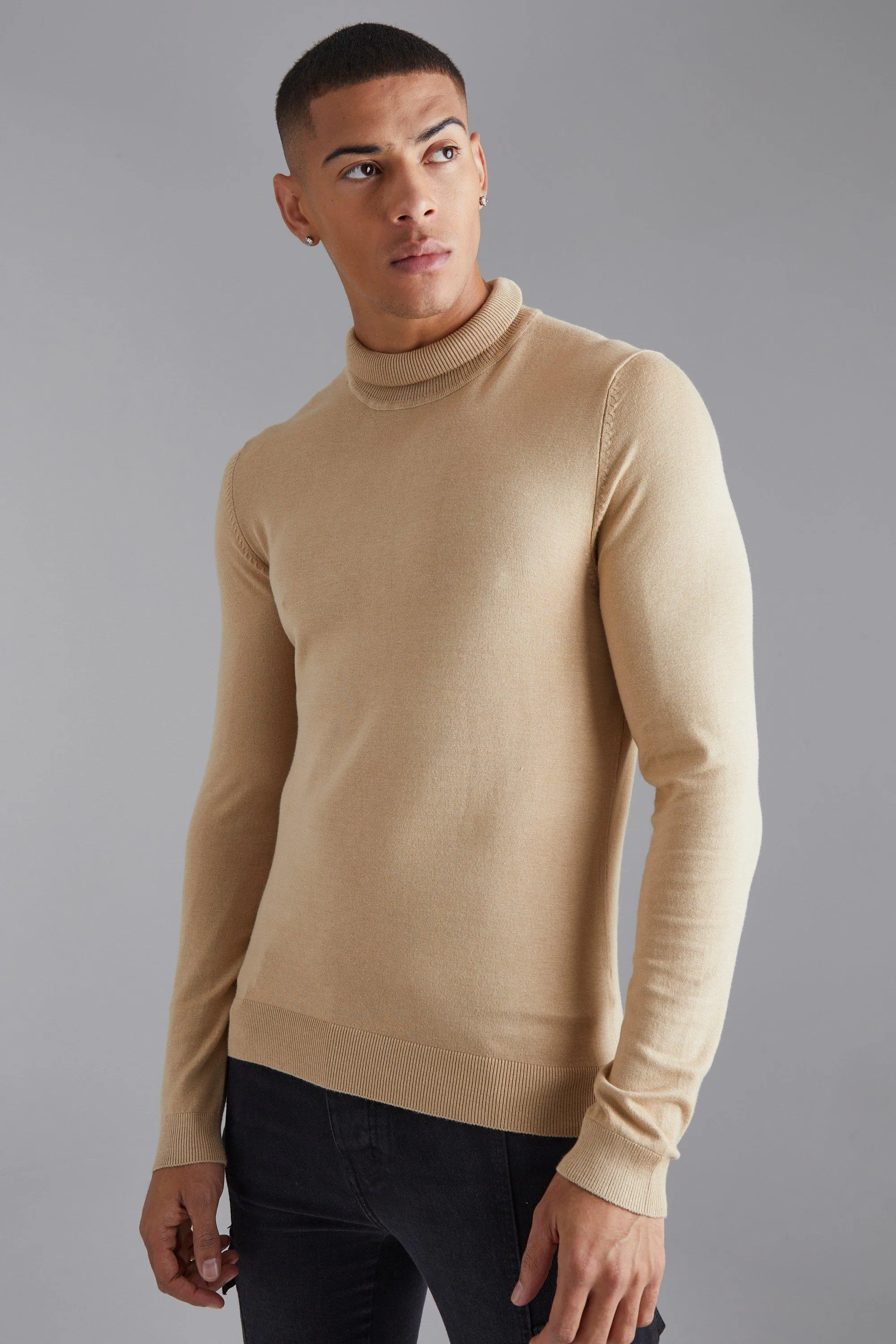 Muscle Roll Neck Jumper | boohooMAN UK