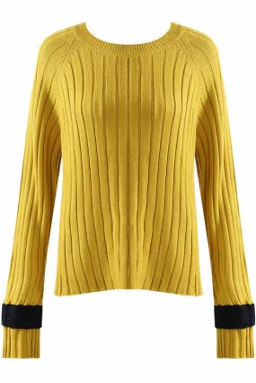 Mustard Contrast Cuff Jumper