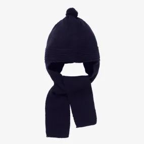 Navy Blue Knitted Pom-Pom Hat