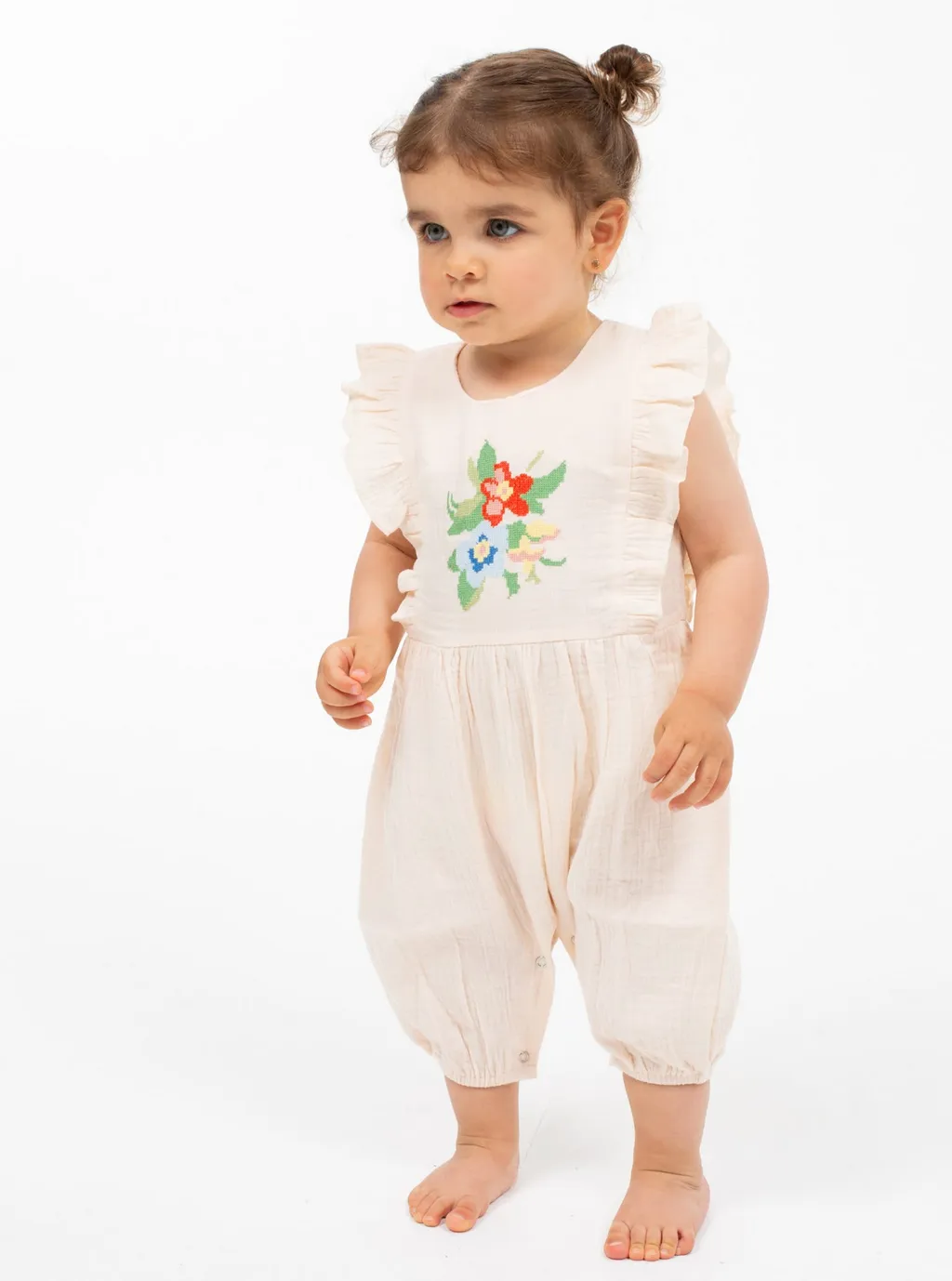 NEEDLEPOINT RUFFLED ROMPER