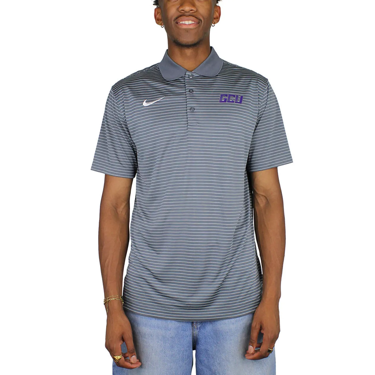 Nike Men's Gray GCU Striped Polo