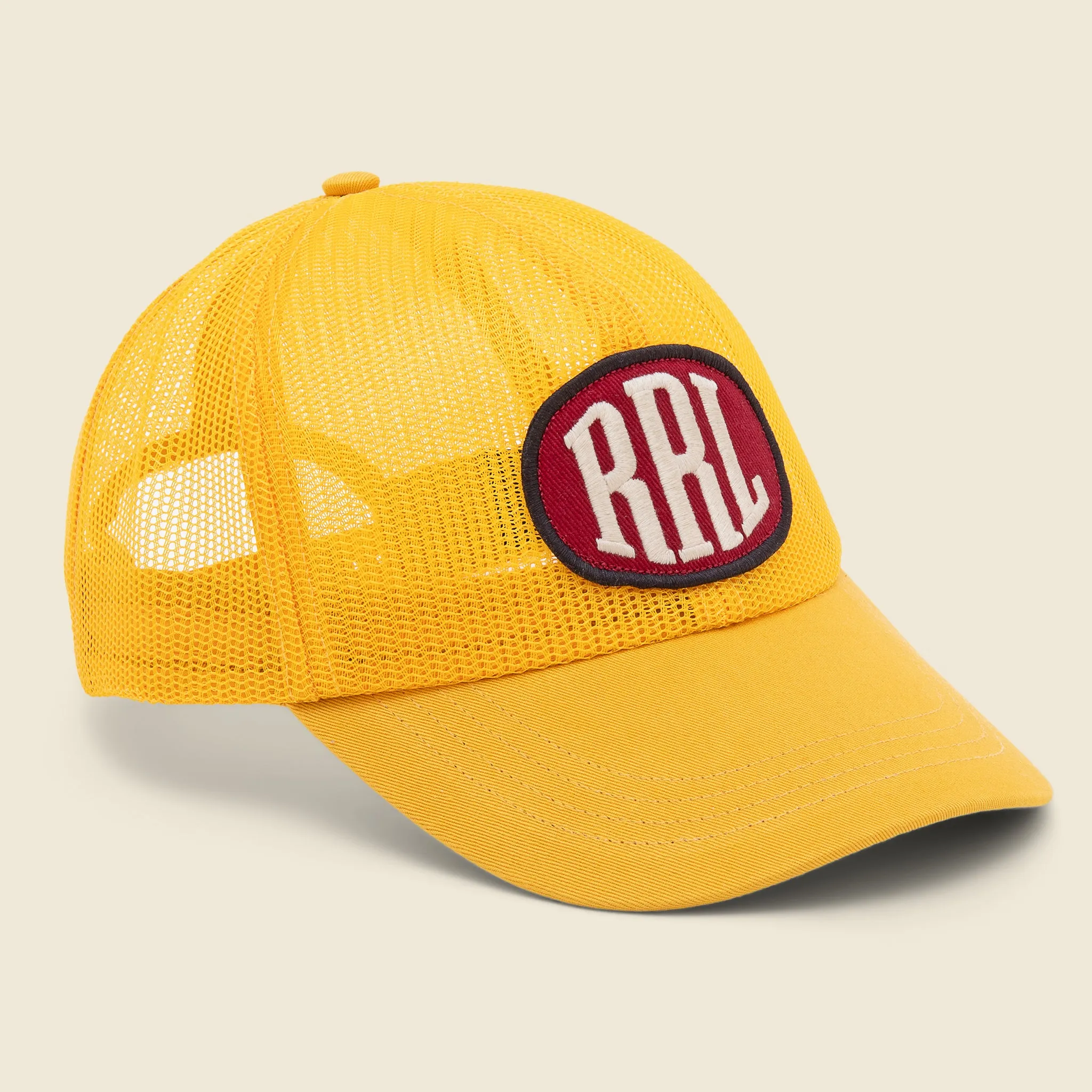 Nylon Mesh Logo Trucker Hat - Antique Gold