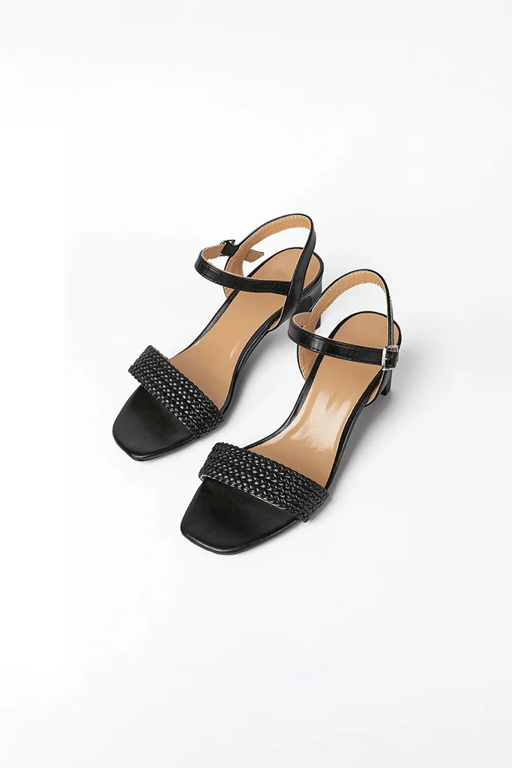 Outdoor Sandals Peep Toe Chunky Heel Fashion Shoes With Buckle Braided Strap