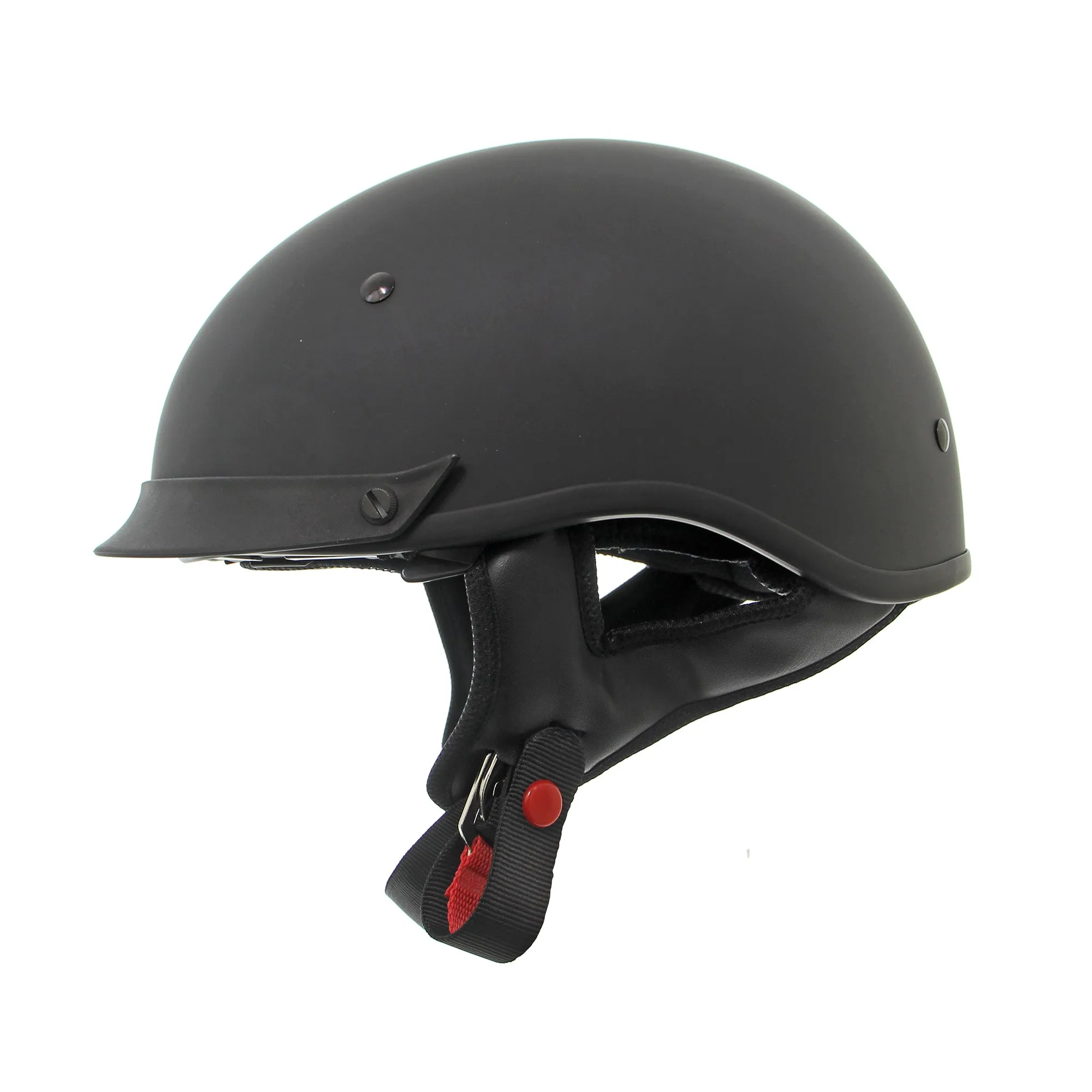 Outlaw Helmets T72 Matte Black Motorcycle Half Helmet for Men & Women with Drop Down Sun Visor DOT Approved - Adult Unisex Skull