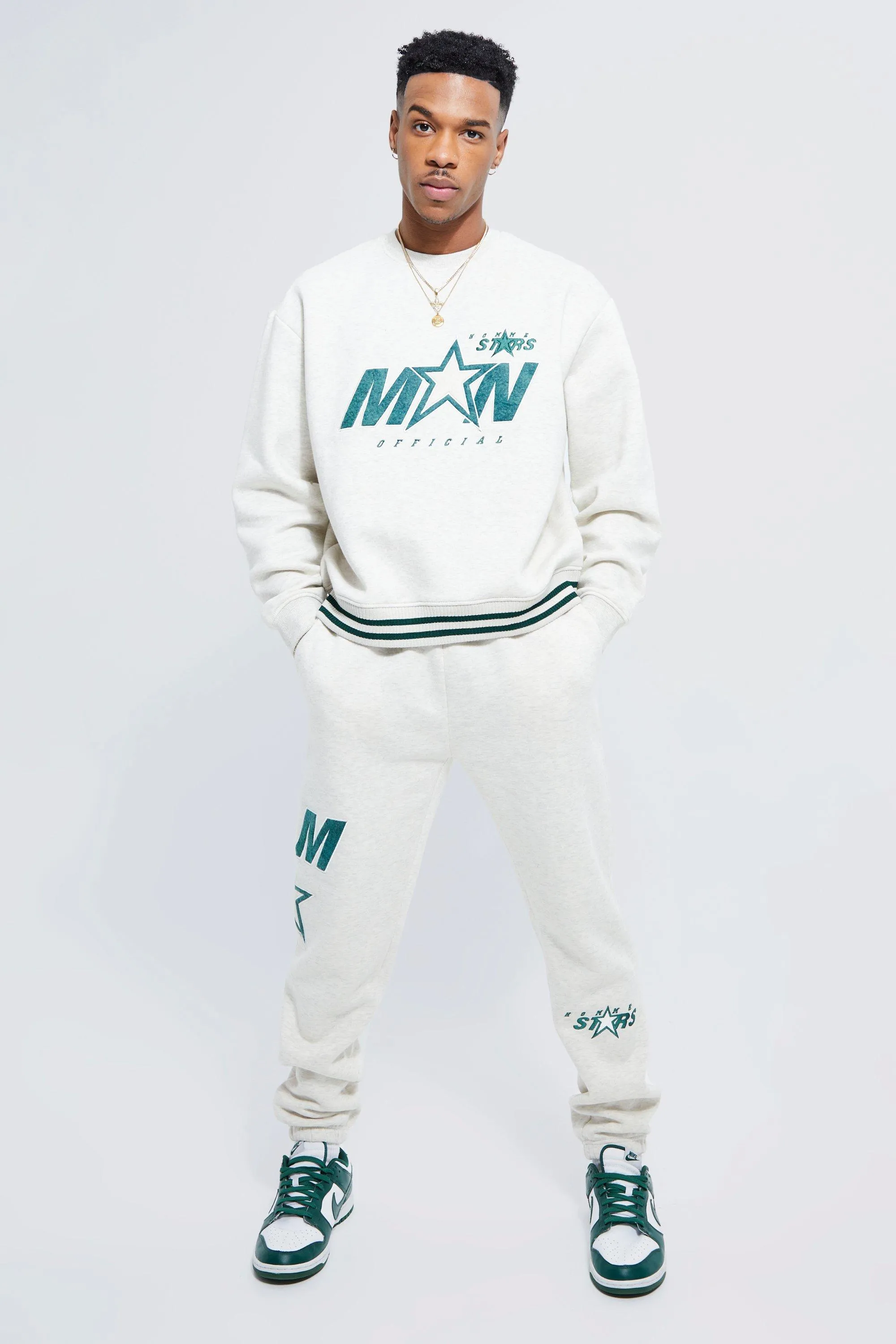 Oversized Boxy Man Star Sweatshirt Tracksuit | boohooMAN UK