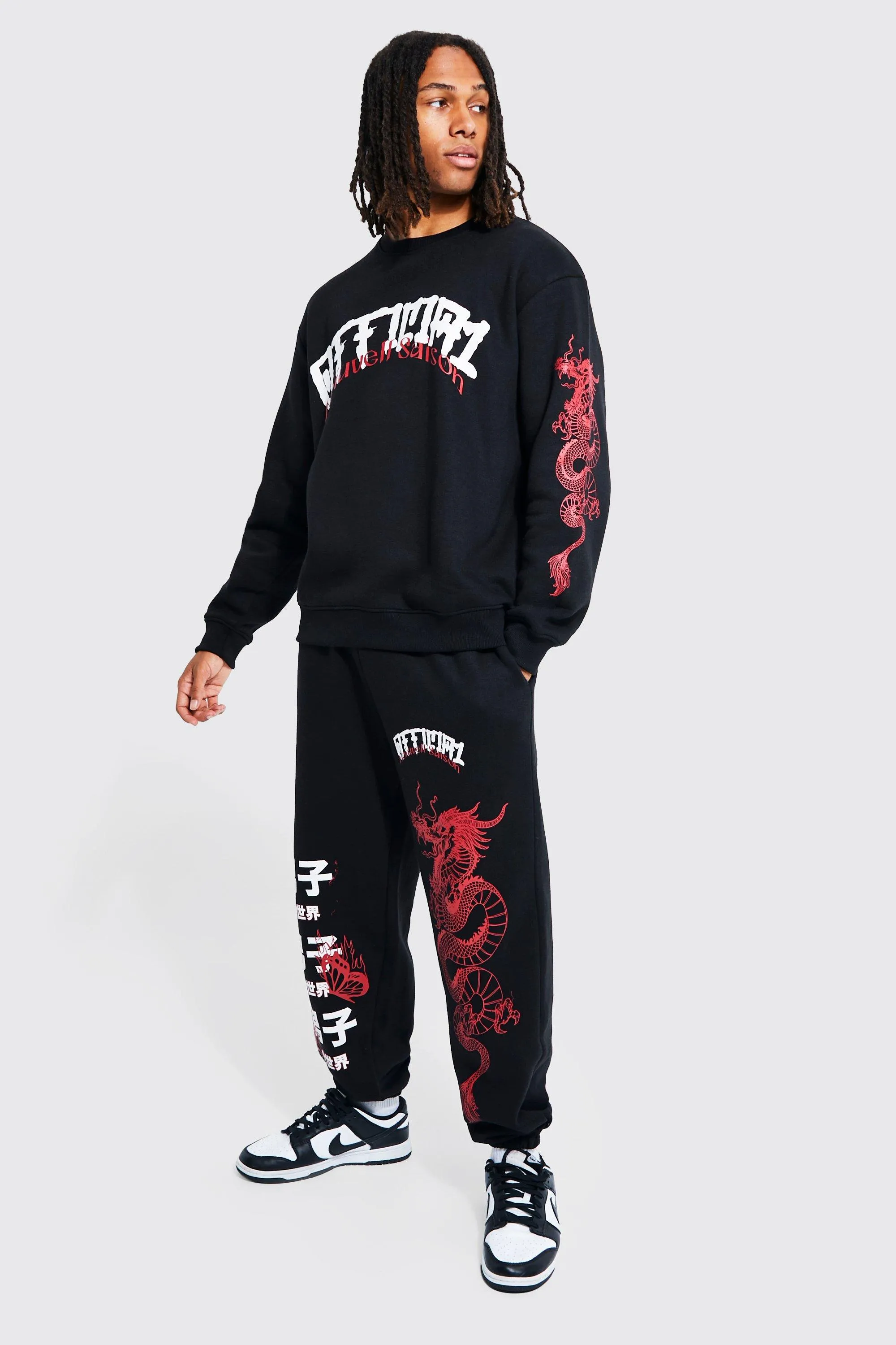 Oversized Official Graphic Sweatshirt Tracksuit | boohooMAN UK