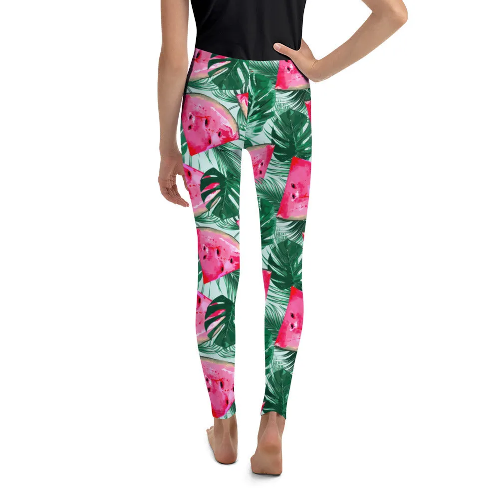 Palm Leaves & Watermelon Youth Leggings