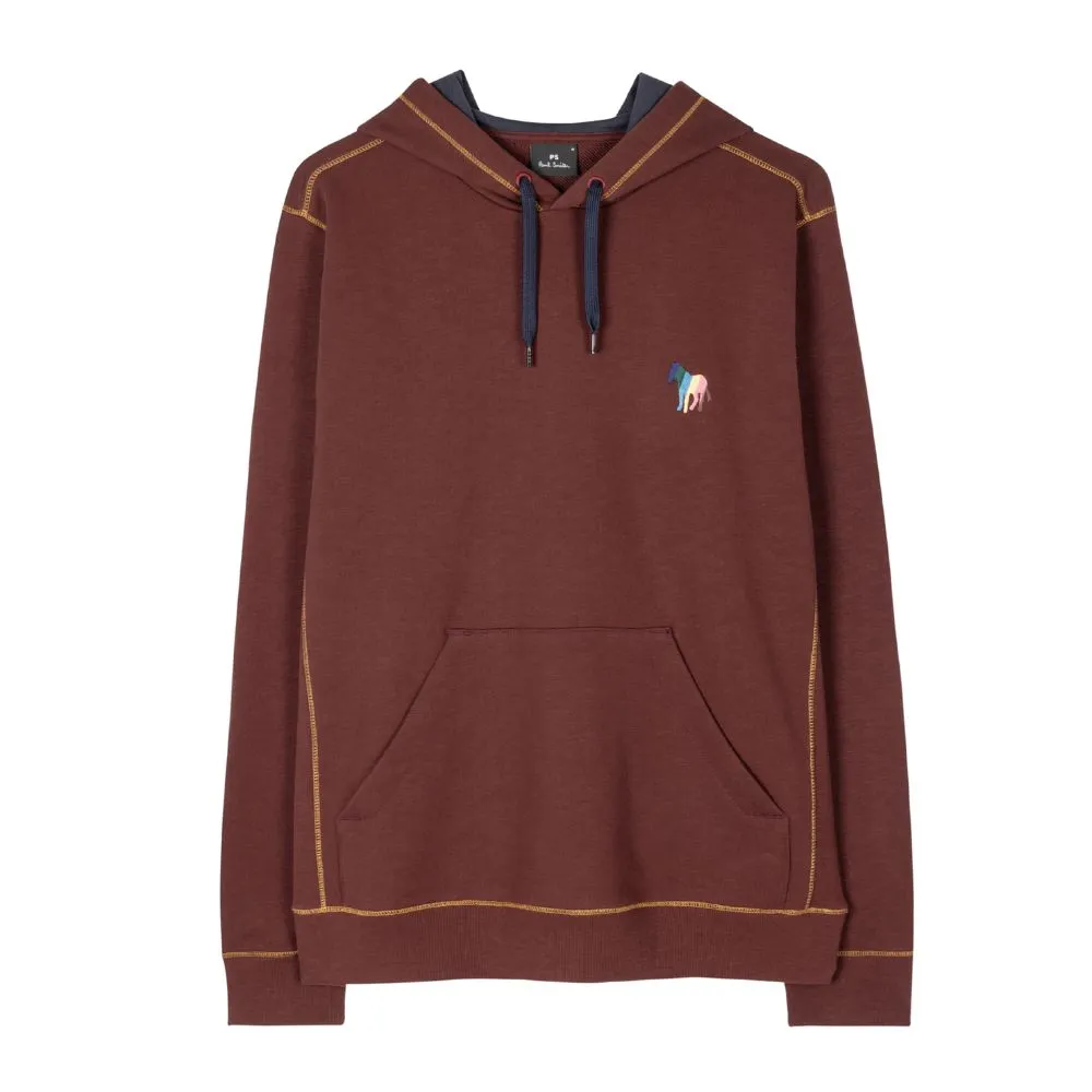 Paul Smith Broad Stripe Zebra Burgundy Hoodie | Menswear Online