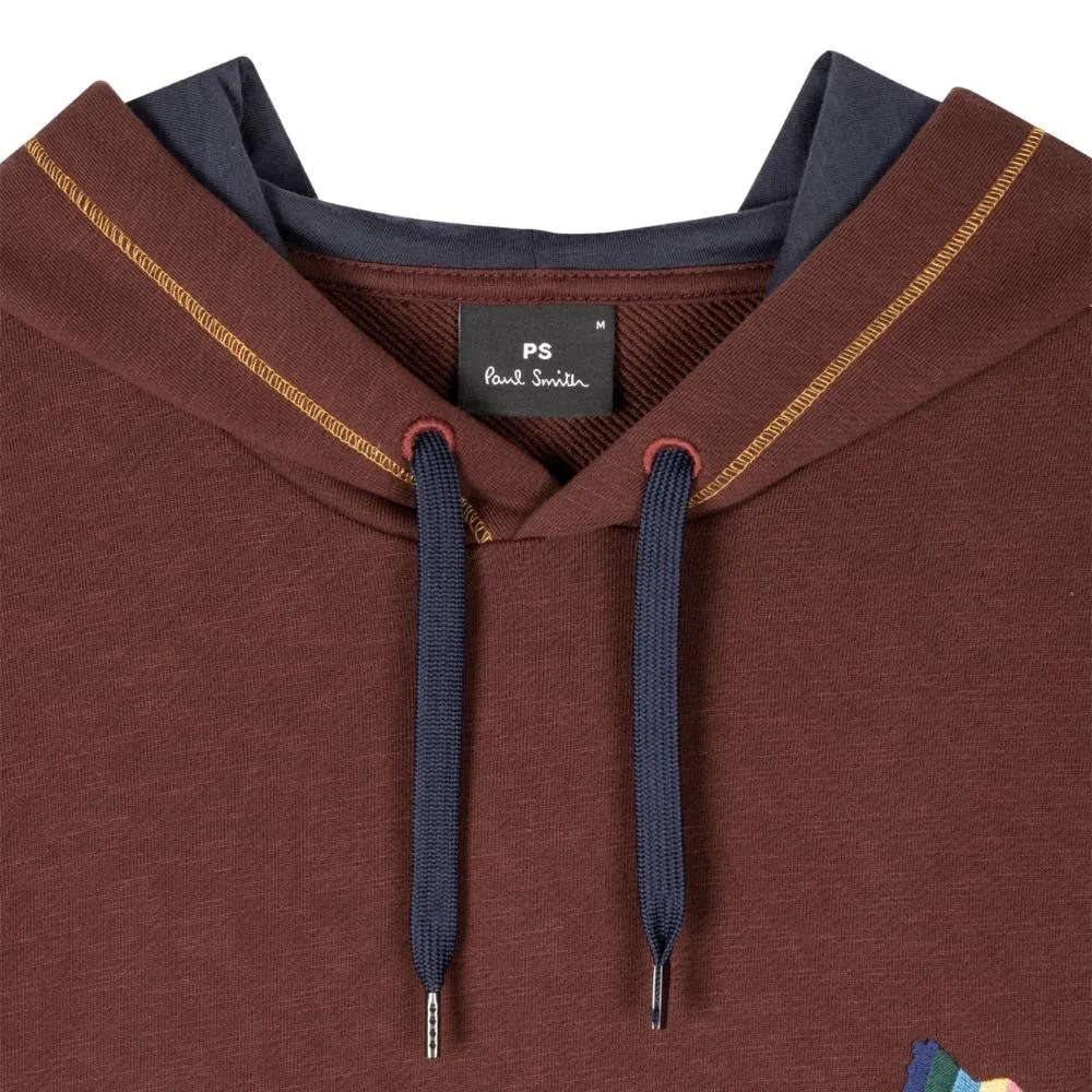 Paul Smith Broad Stripe Zebra Burgundy Hoodie | Menswear Online