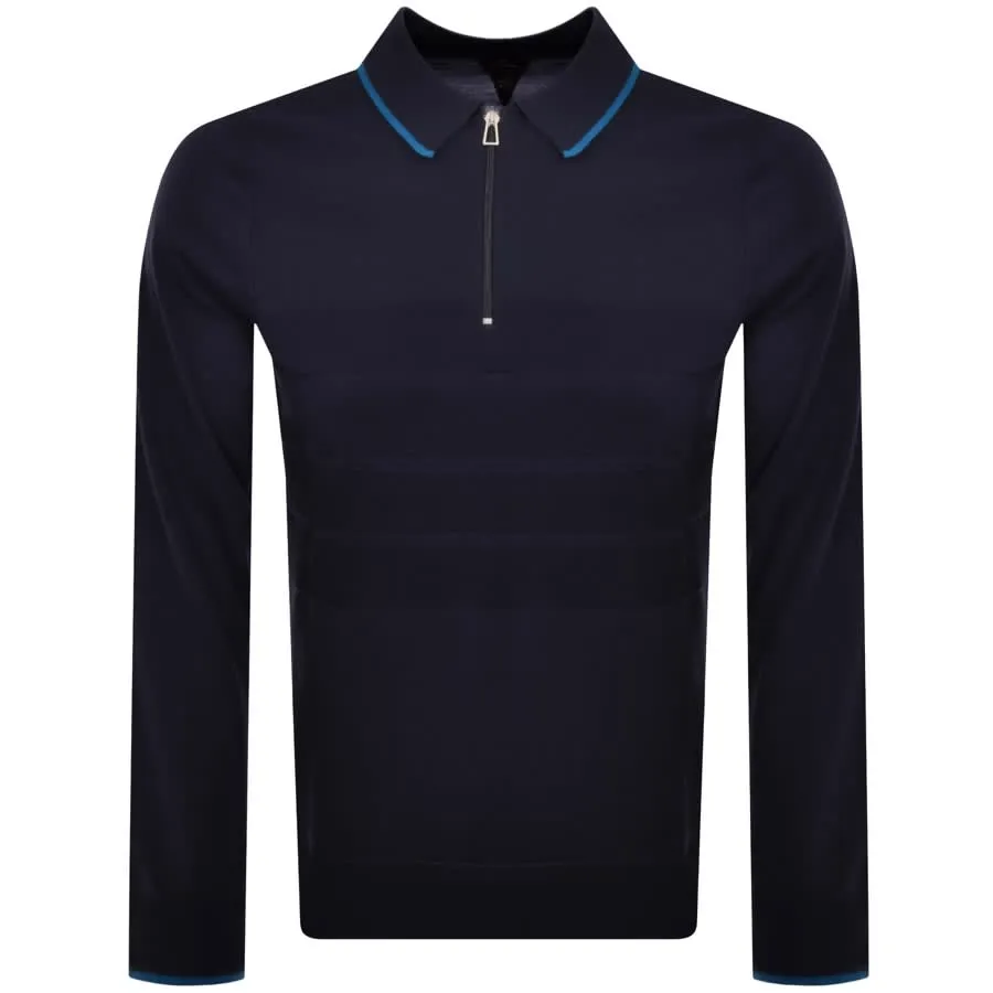 Paul Smith Half Zip Knit Polo Jumper Navy