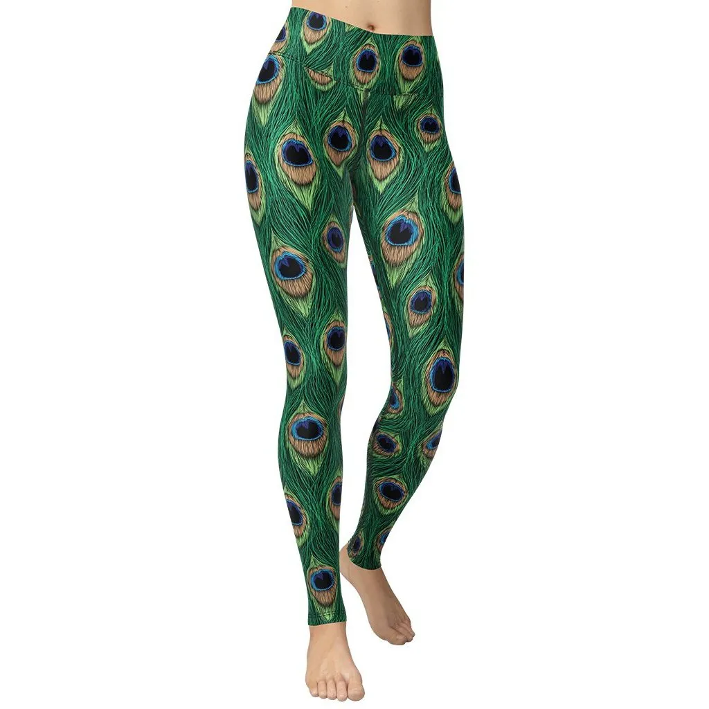 Peacock Print Yoga Leggings