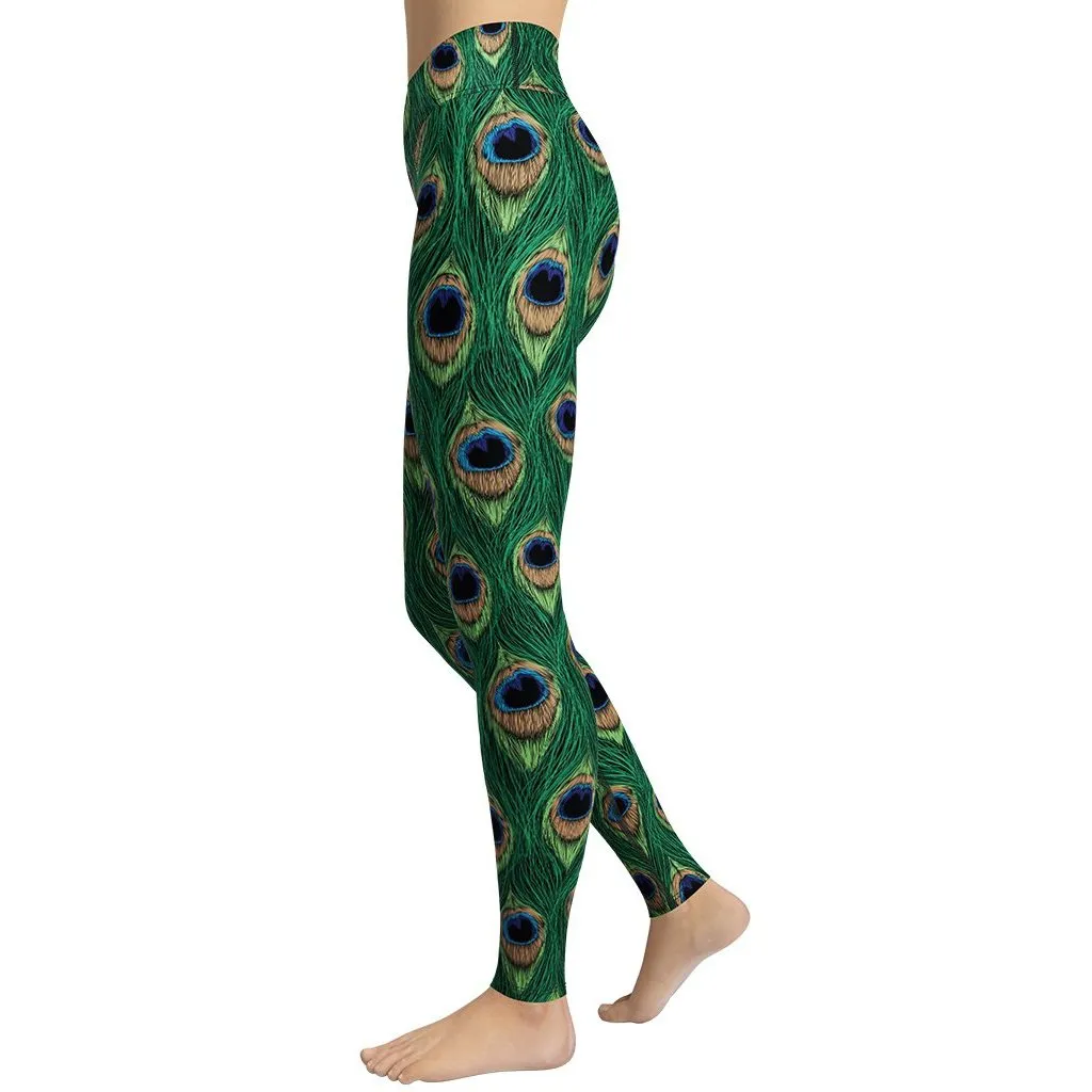 Peacock Print Yoga Leggings