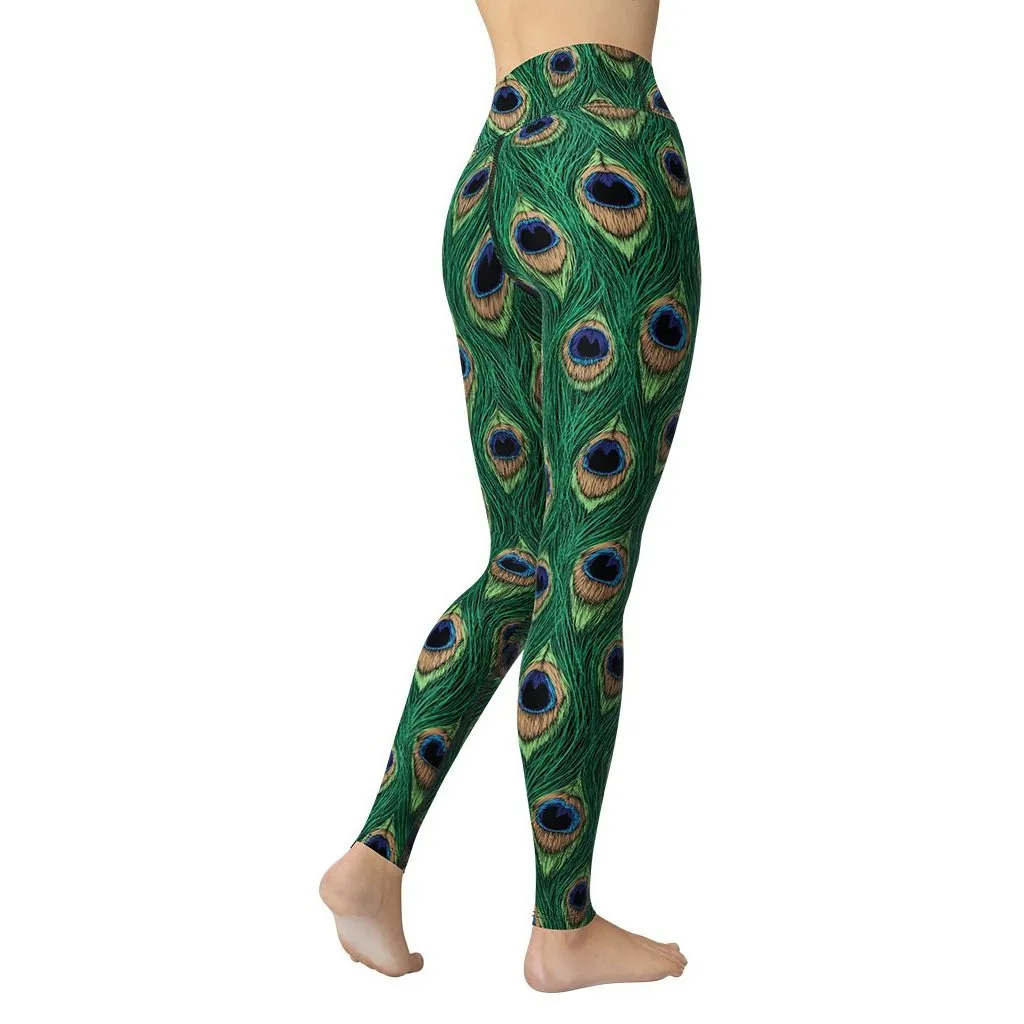 Peacock Print Yoga Leggings