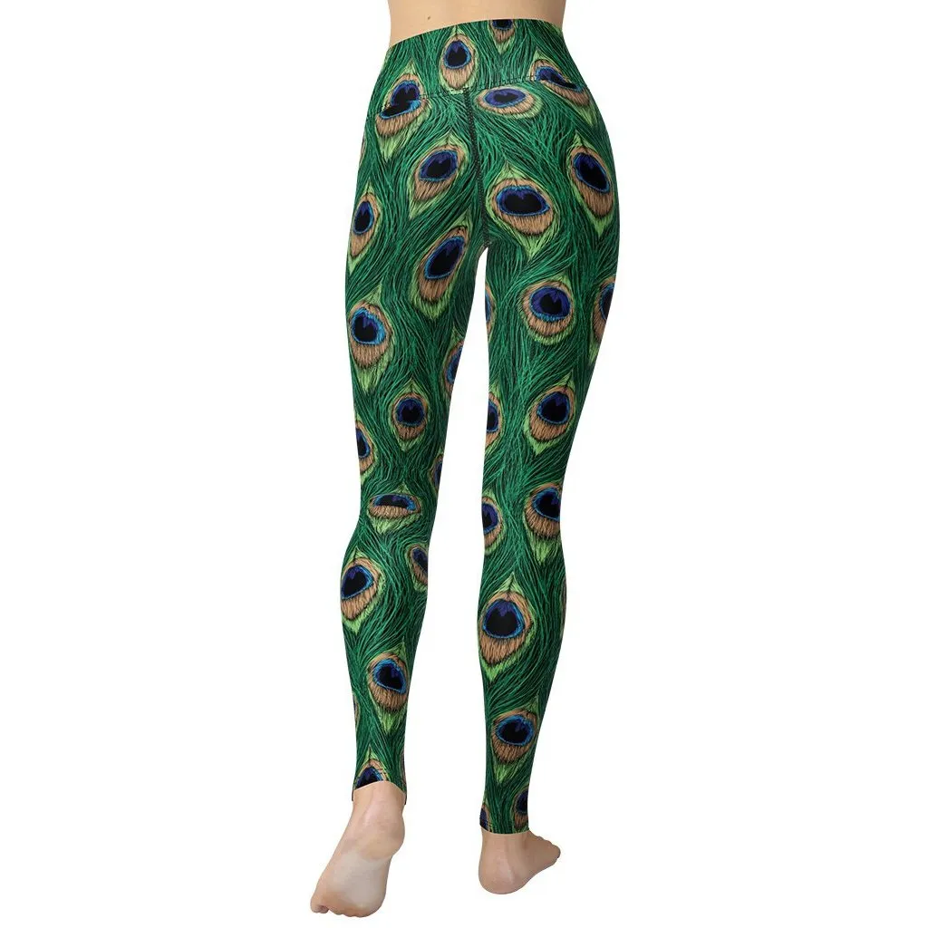 Peacock Print Yoga Leggings