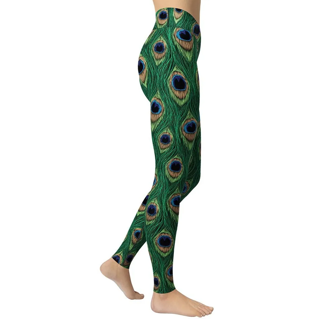 Peacock Print Yoga Leggings