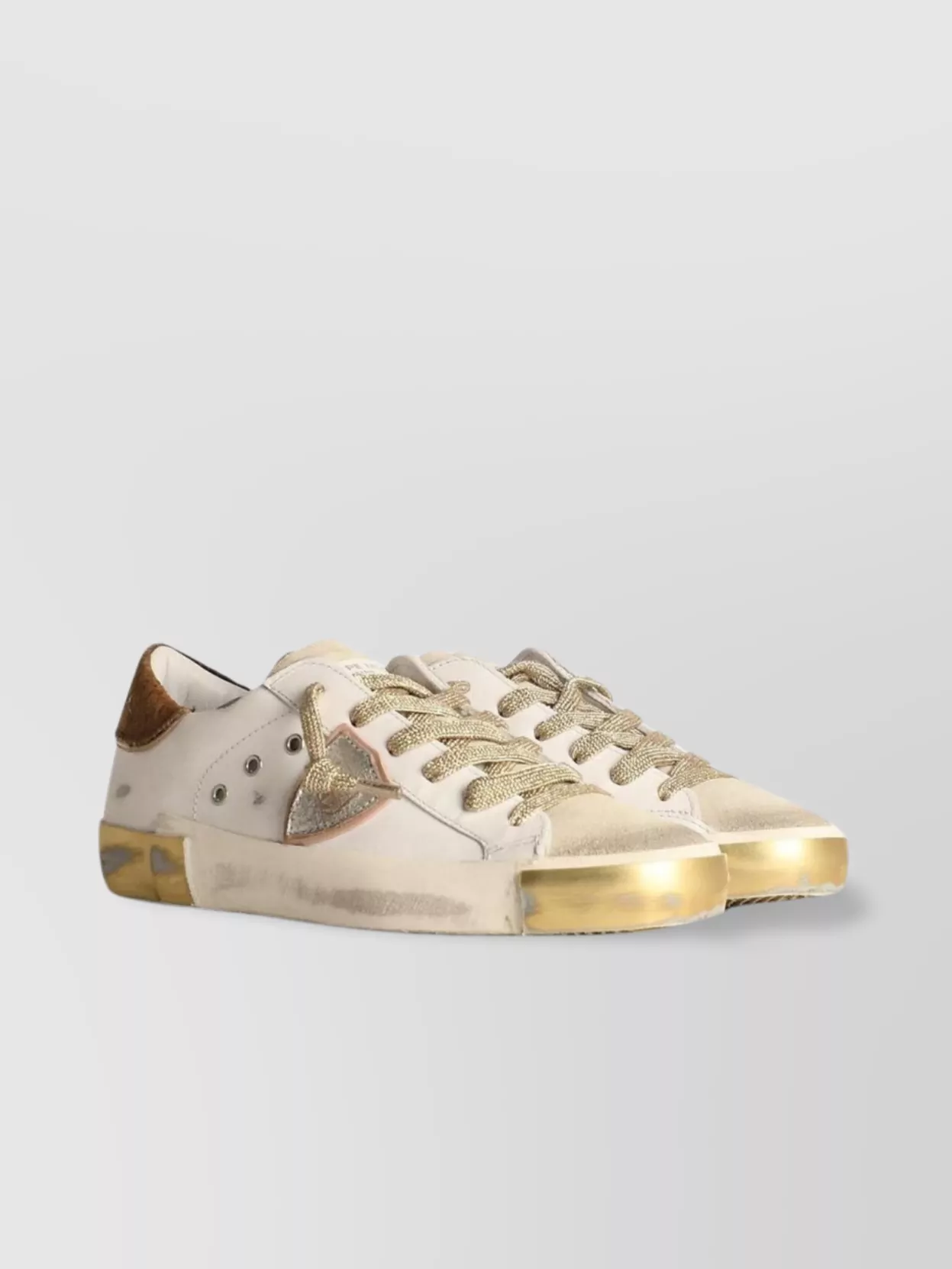 Philippe Model   Distressed leather low-top sneakers