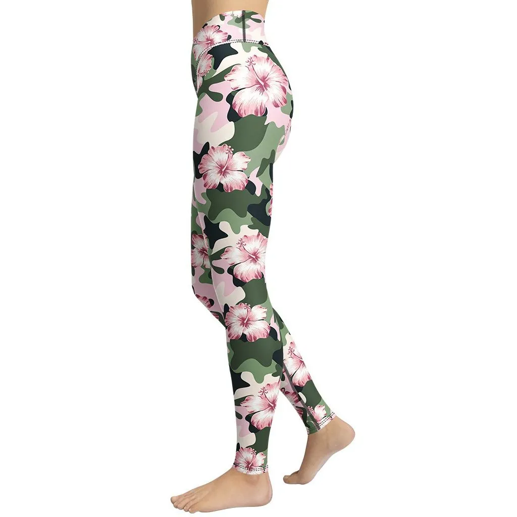 Pink Flower Camo Yoga Leggings