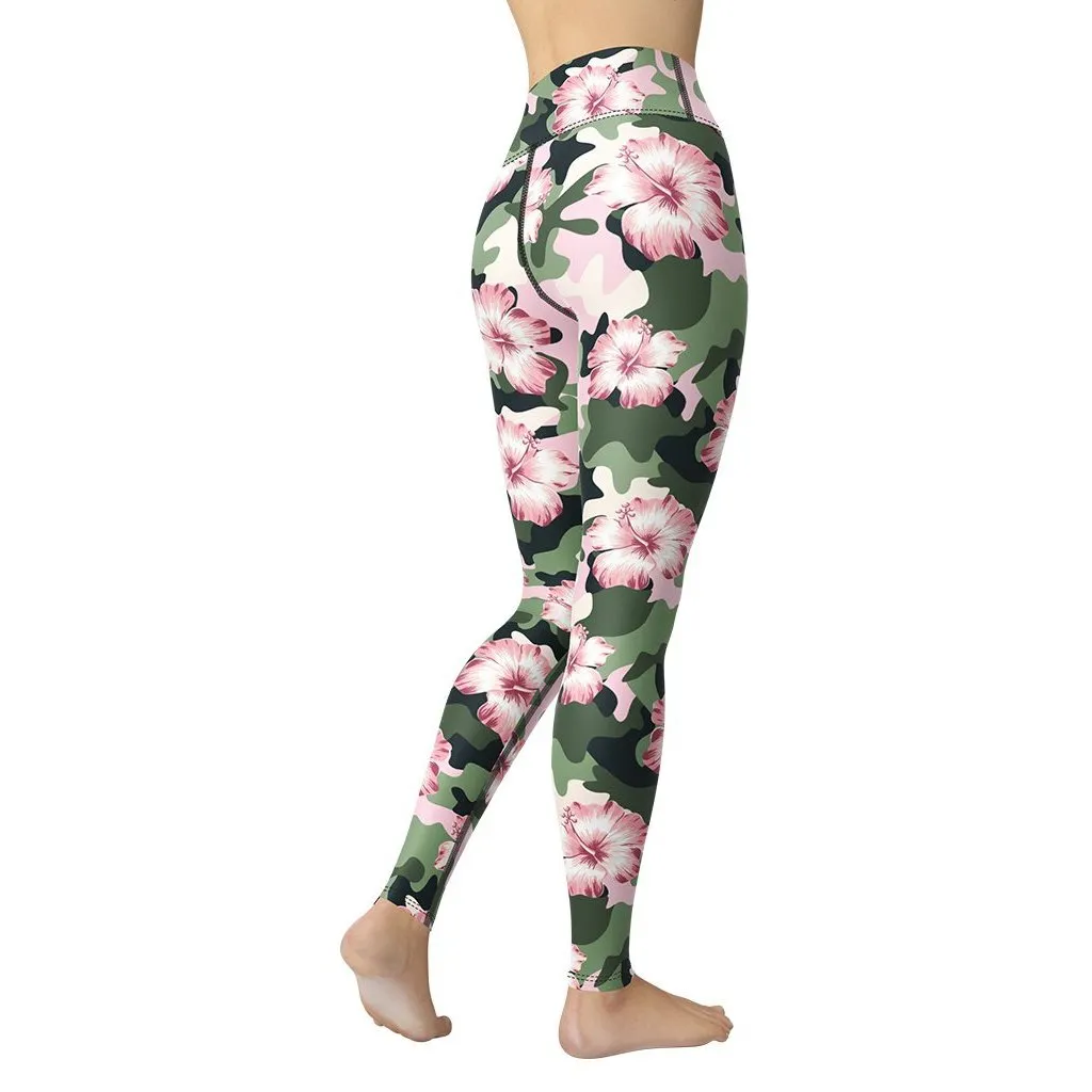 Pink Flower Camo Yoga Leggings