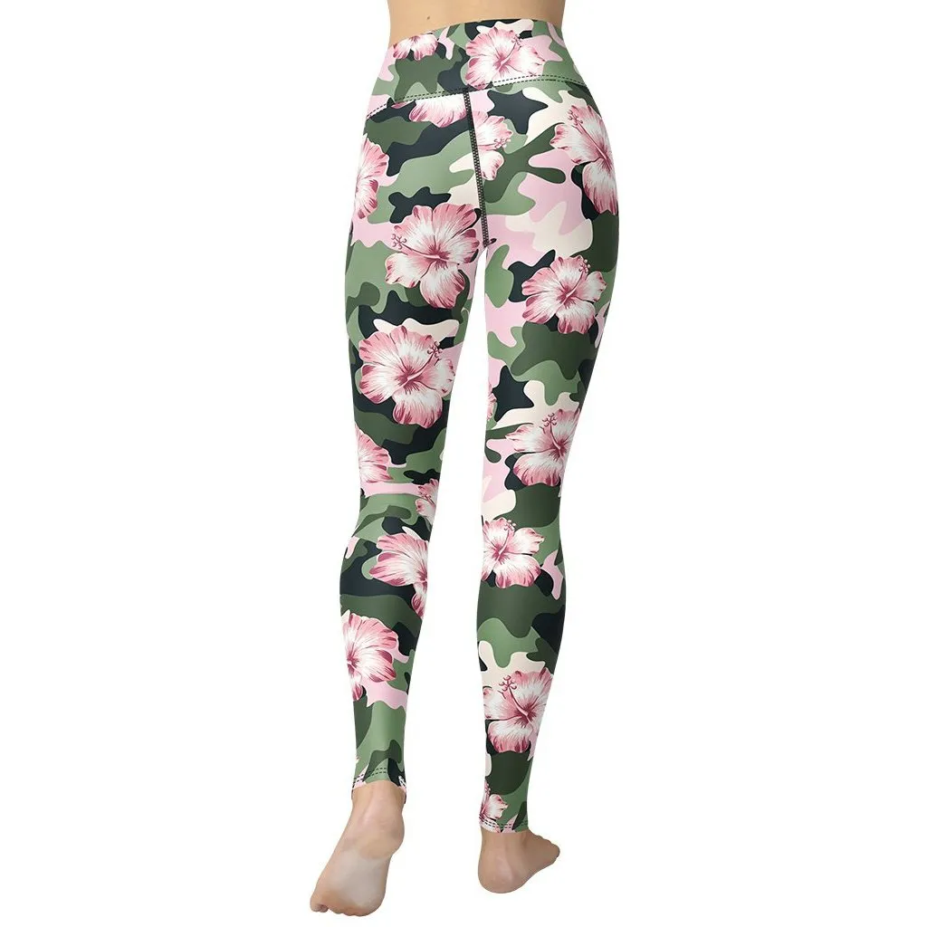 Pink Flower Camo Yoga Leggings