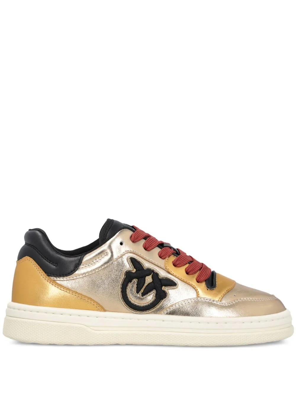 PINKO Mandy 01 laminated-leather sneakers - Gold