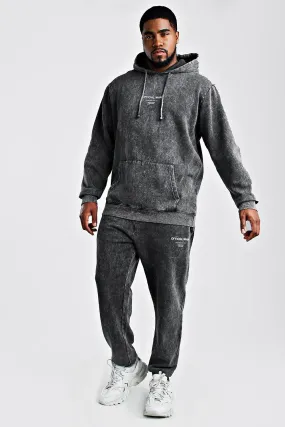 Plus Size MAN Acid Wash Hooded Tracksuit | boohooMAN UK