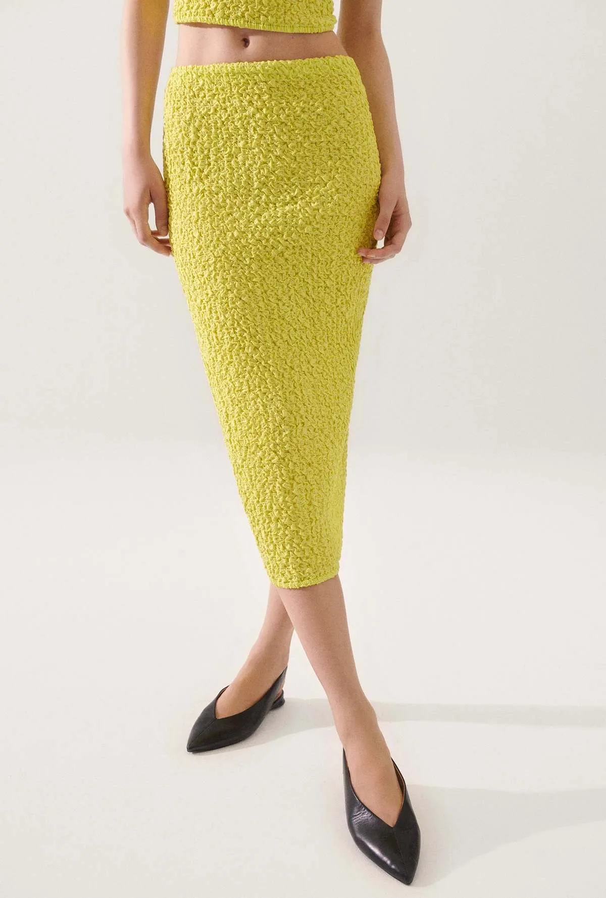 Popcorn Midi Skirt - Absinthe