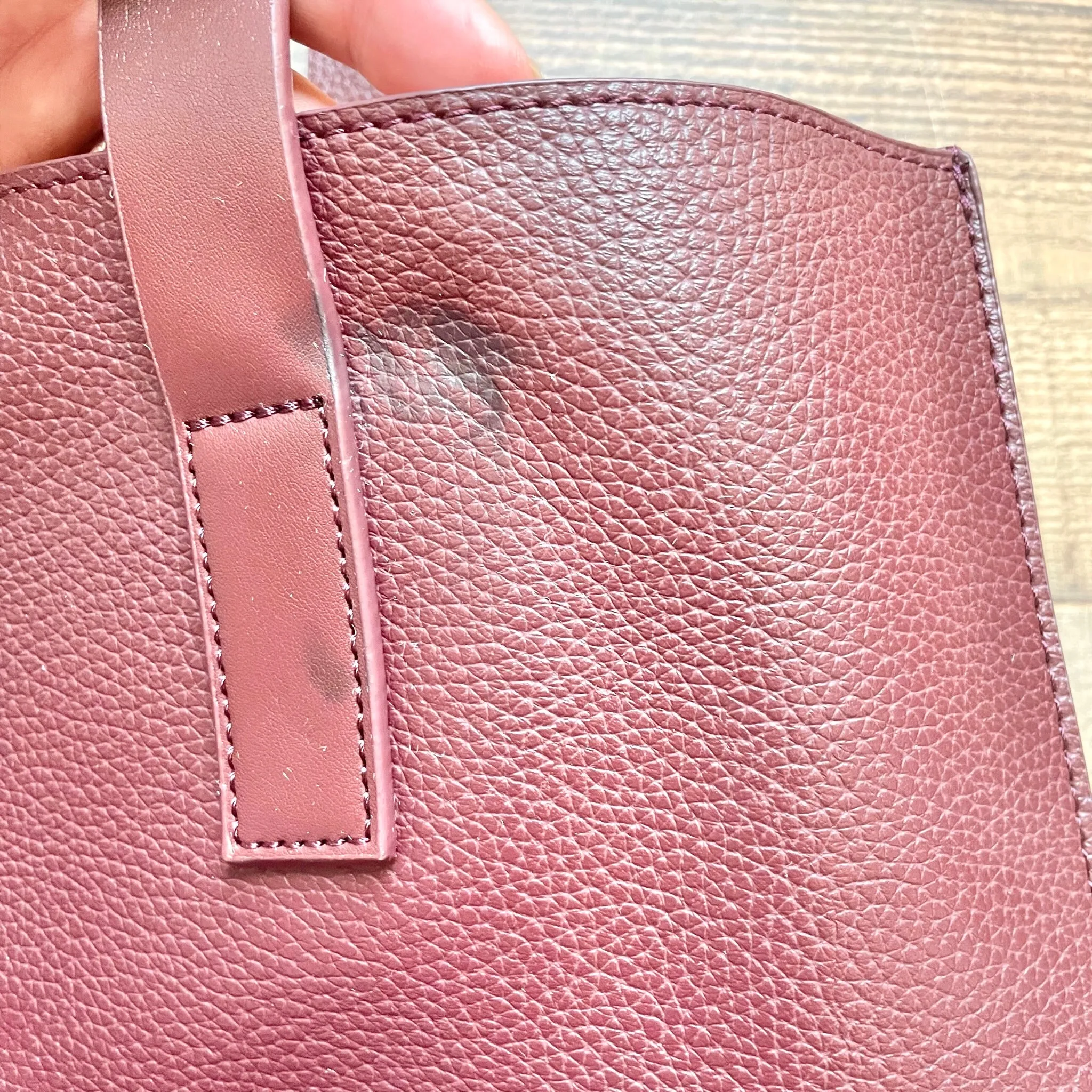 RACHEL ZOE CRANBERRY LEATHER HANDBAG ( ONLINE, SEE NOTES)