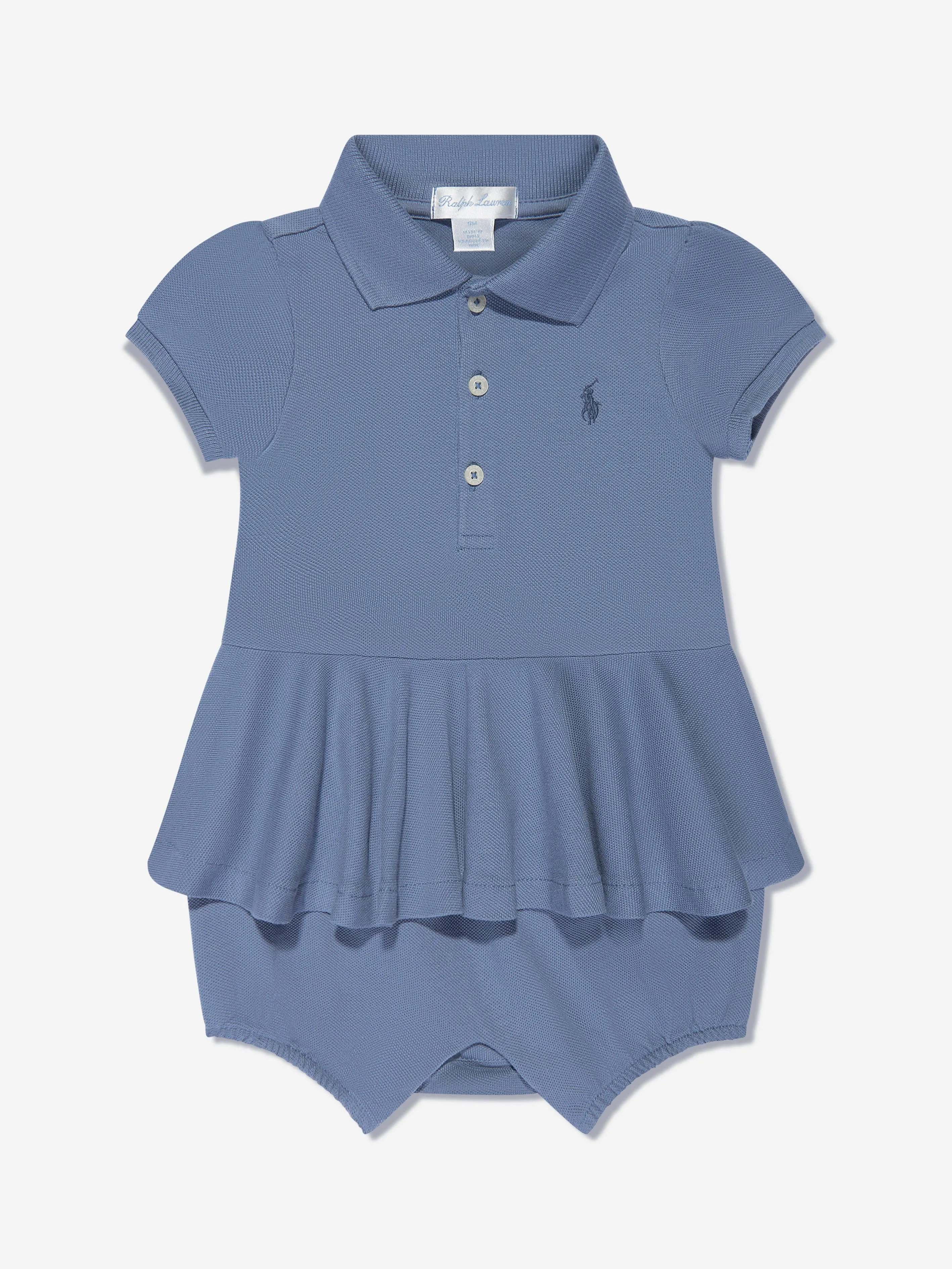 Ralph Lauren Baby Girls Peplum Romper in Blue