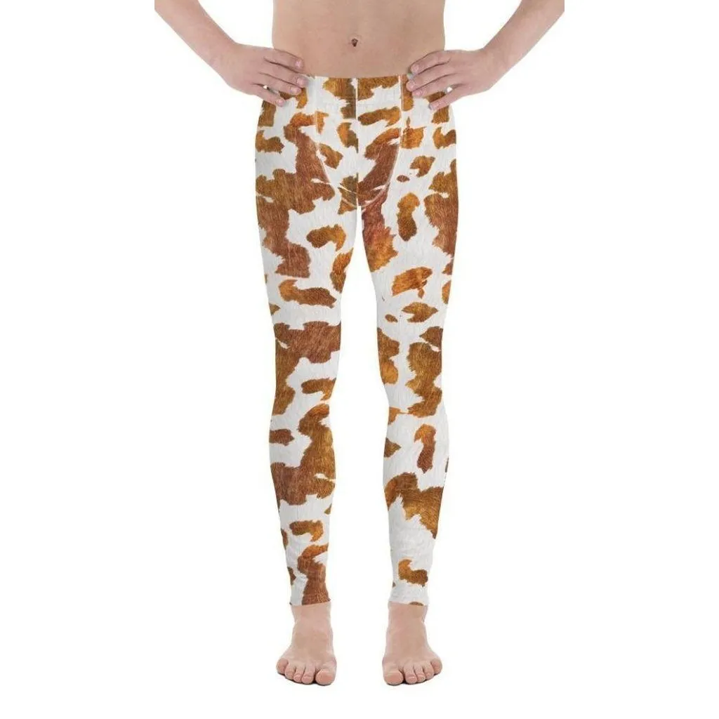 Realistic Cow Print Men's Leggings