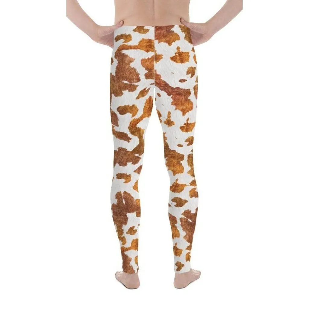 Realistic Cow Print Men's Leggings