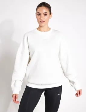 Reebok Women's Lux Oversized Crew Neck Sweatshirt - M - Soft White, Soft White