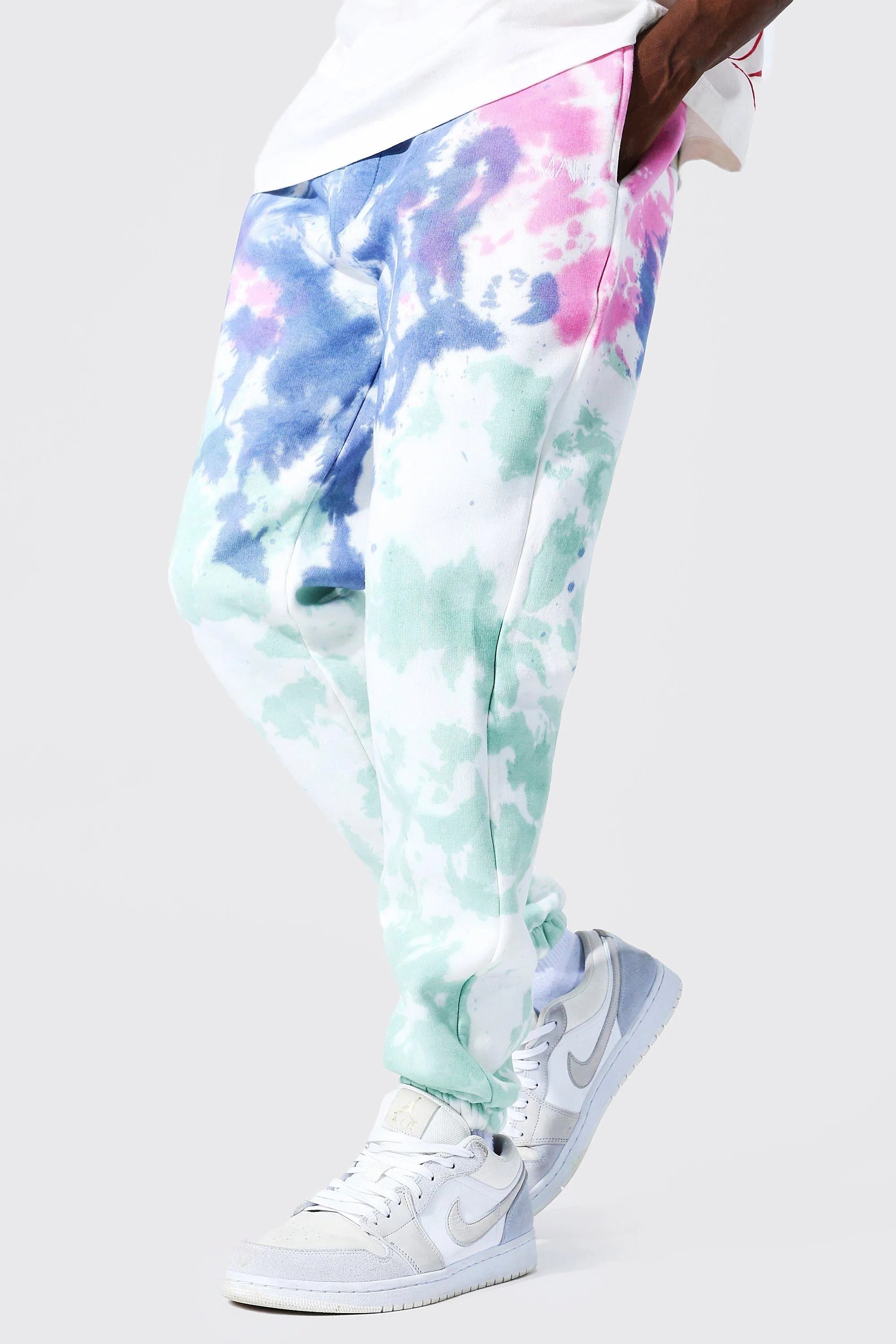 Regular Man Graphic Print Tie Dye Joggers | boohooMAN UK