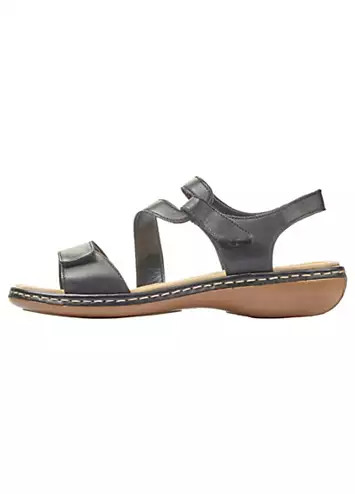 Rieker 659C7 Ladies Black Hook & Loop Sandals | Grattan