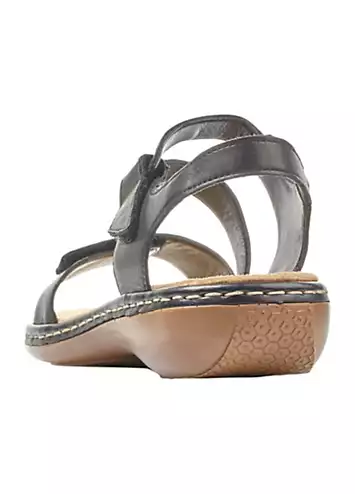 Rieker 659C7 Ladies Black Hook & Loop Sandals | Grattan